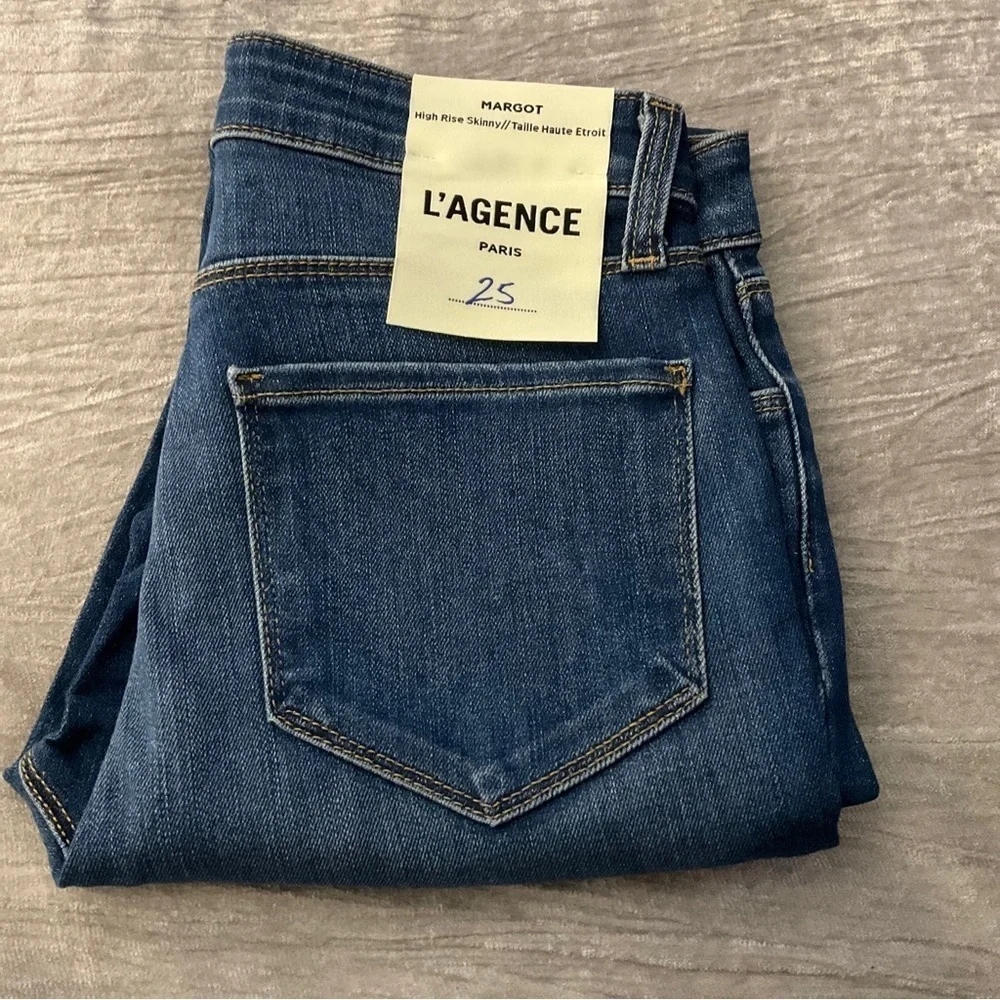 NWT L'agence Margot High Rise Skinny Jeans Size 25” Waist Stretch Blue Neptune - Picture 11 of 15